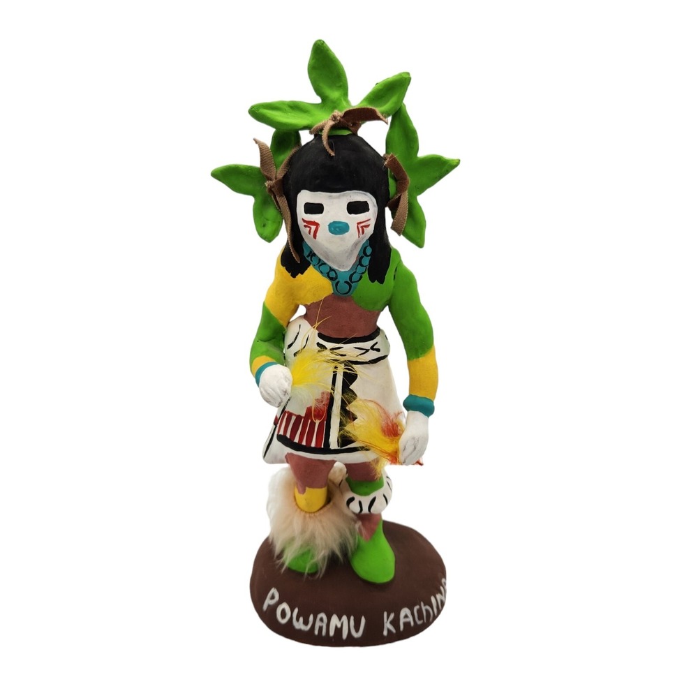 Hopi POWAMU Bean Planting Festival KACHINA Signed T. LATTERMAN Clay 10.5" tall